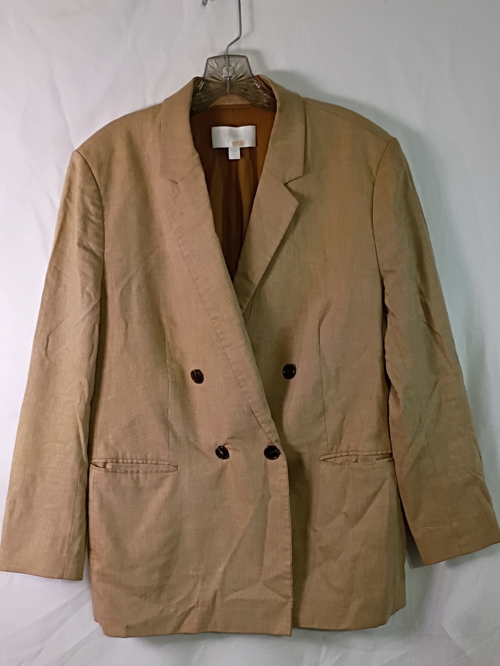 Hugo Boss Virgin Wool / Cashmere Blend Double-Breasted Blazer in Tan